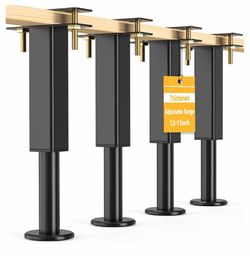 4PCS Adjustable Height Bed Support Legs, 7”-12.5” in Metal Bed Risers