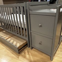 Crib And Changing Table 99% New Mattress Is Included