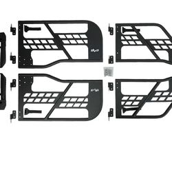 EAG Safari Tubular Doors with Mirror for 07-18 Jeep Wrangler JK 4 Door Only, Black