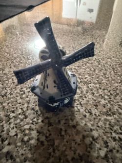 Vintage Blue & White Delft Holland Windmill Figurine – Ceramic Souvenir