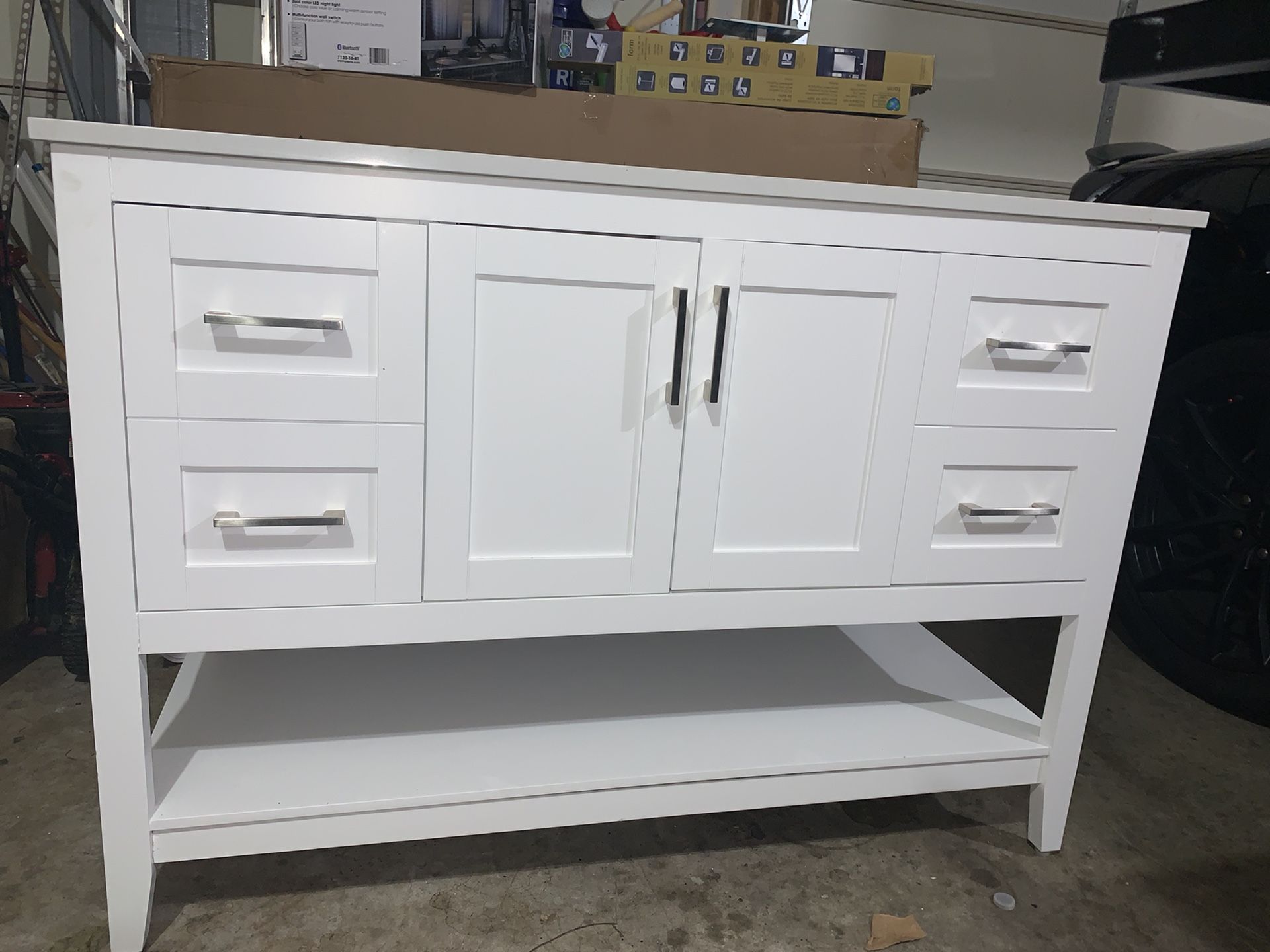 Beautiful White Marble Bathroom Vanity - 48” 