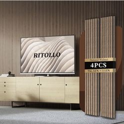 4 Panels) Ritollo Acoustic Slat Wall Panels – Modern Wood Sound Absorbing Accent Wall