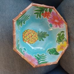 Sur La Table Pineapple Hibiscus Melamine Large Serving Bowl