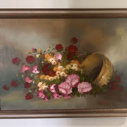 K. Rossy Floral Oil Painting Still Life Signed Framed 42x30" 