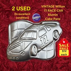 2 USED (In Excellent Condition) VINTAGE Wilton 11 RACE CAR Alumin Cake Pans.     $12.00 Each Pan.
