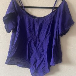 A.N.A. A New Approach, Women’s Purple Cold Shoulder Boat Neck Blouse, Size M