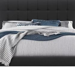 Full Size Black Tufted Bed Frame 