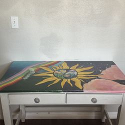 Free - hand painted desk 