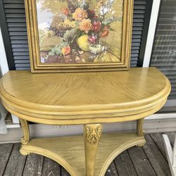 Console Entry Sofa End Table + Free Vintage Floral Picture
