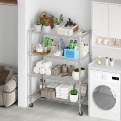 4-Tier Wire Shelving Unit with Wheels