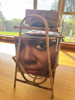 Rattan vintage Records storage rack