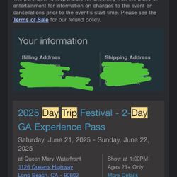 (2) 2 Day GA Daytrip Tickets