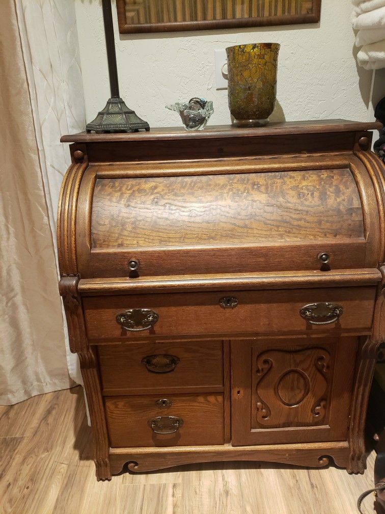 Antique Writing Roll Top Desk