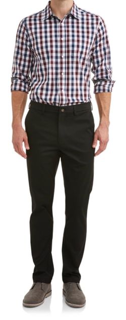 George Men's & Big Men's Classic Fit Premium Straight Leg Black Pants, Waist Sizes 40x32 and 46x30