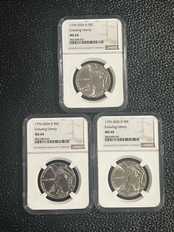 NGC MS64 1(contact info removed) D 50C Enduring Liberty Half Dollar — Set of 3