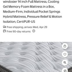 Windosier 14 in Full Size Hybrid Mattress 