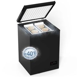 Northair 3.5 Cu Ft Chest Freezer - 2 Removable Baskets - Quiet Compact Freezer - 7 Temperature Settings - Black