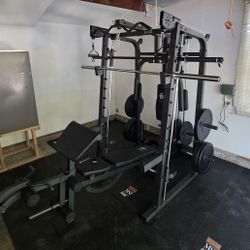 New Home Gym Smith Machine Sm2001 | Multi-Use Adj Bench | 230lb Weight set | Advance Barbell | FREE DELIVERY🔥
