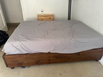 Premium Hardwood Full Bed with Mattress and Storage