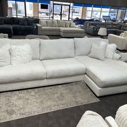 New White Soft Fluffy Sectional 