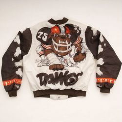 VINTAGE 80S CLEVELAND BROWNS BUTTON DOWN WINDBREAKER
