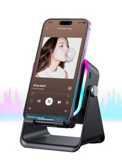 Brand new Induction Speaker 5-in-1 Bluetooth Audio for iPhone Android with Phone Stand, Adjustable Desktop Phone Holder with Charger & RGB Light, Cool