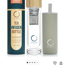 Pure Zen Tea Infuser Glass Bottle Portable Travel Mug 