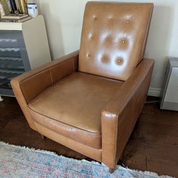West Elm Rhys mid century modern leather recliner