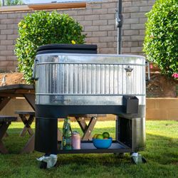 Permasteel 120-quart Galvanized Steel Rolling Cooler $169.99