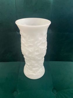 Vintage Textured Milk Glass Vase