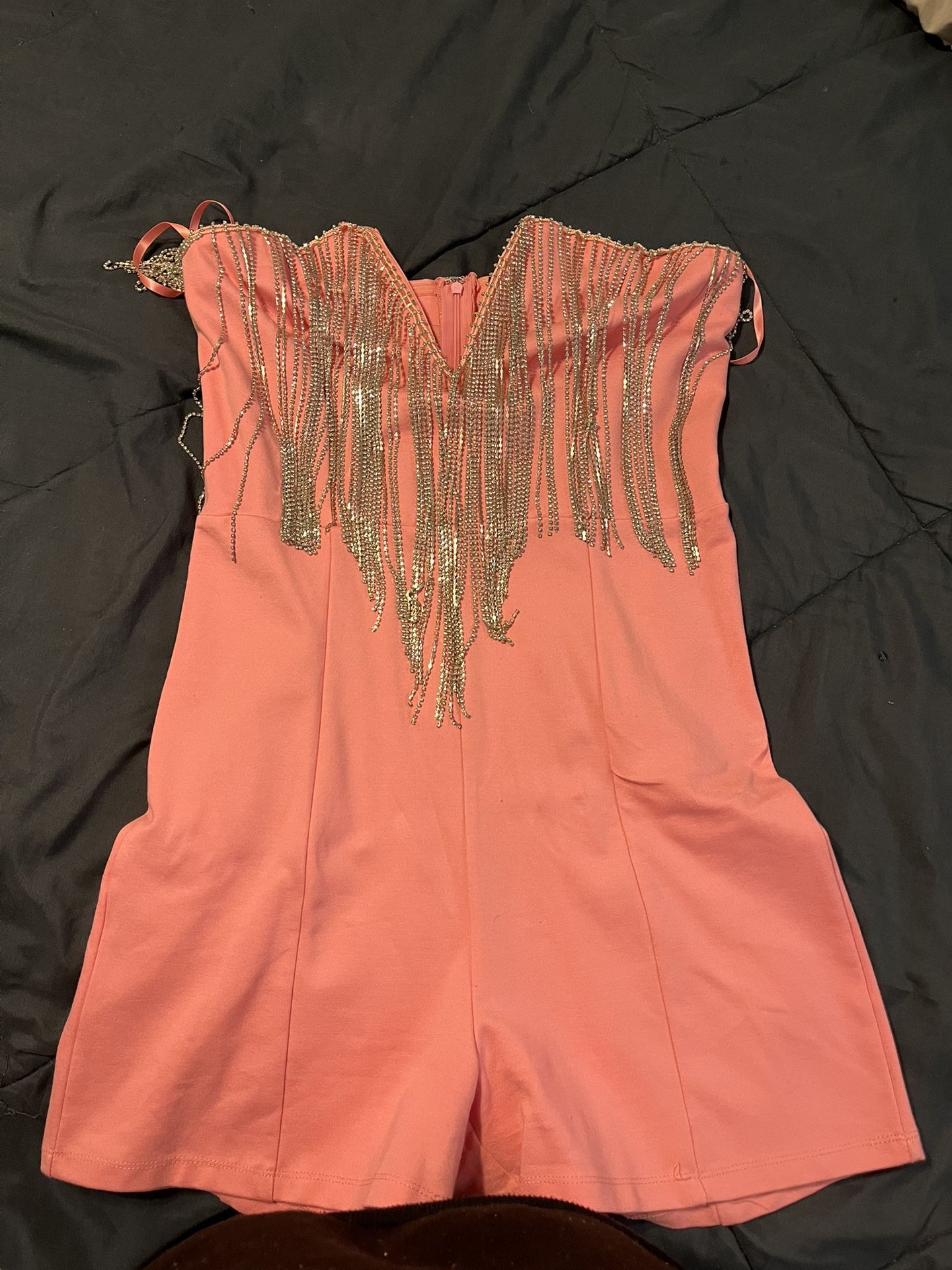 Strapless Hanging Diamond Pink Bodysuit