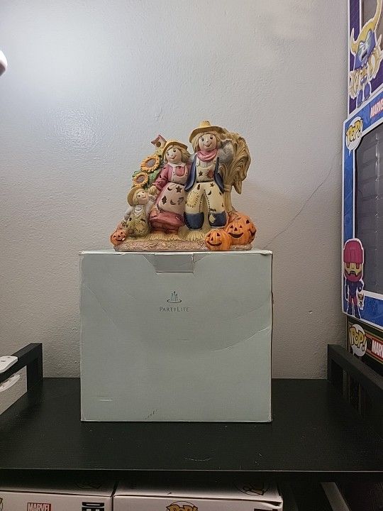 Party Lite Vintage Autumn/Fall Scarecrow Family Tealight Holder NIB