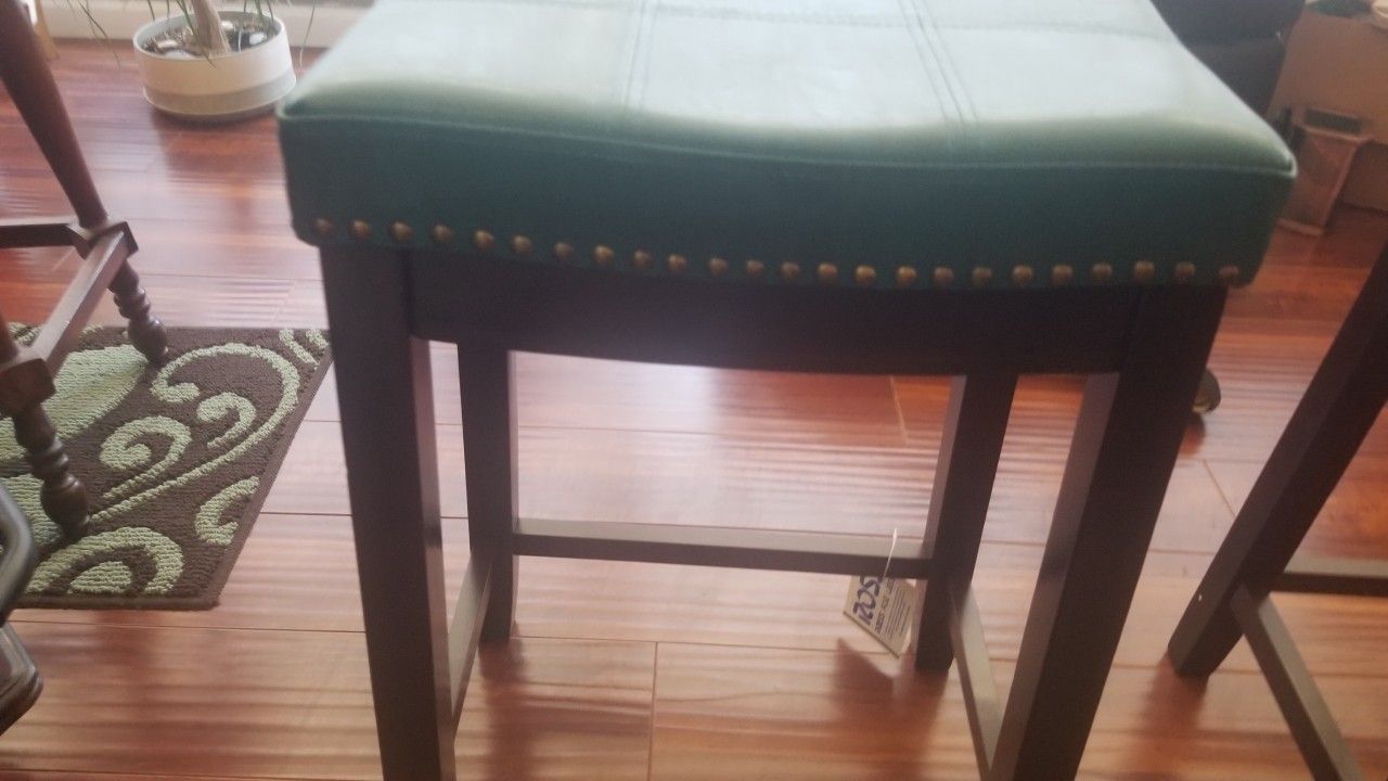Leather Turquoise Stools with gold studs