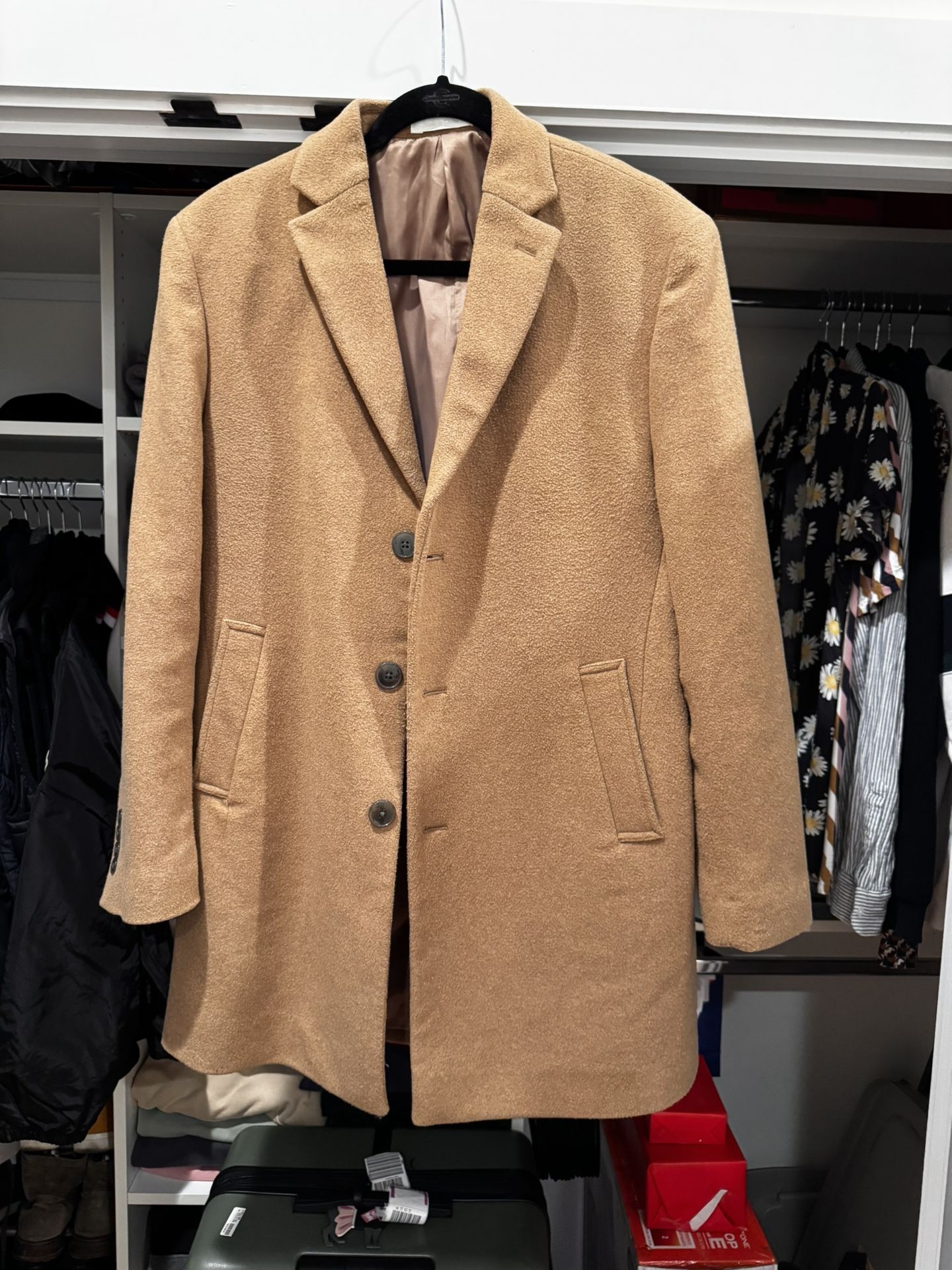 Men’s Overcoat - Calvin Klein - 38R Camel Colored