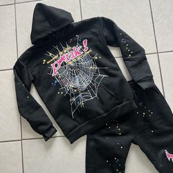 Pink spider hoodie + pants / black