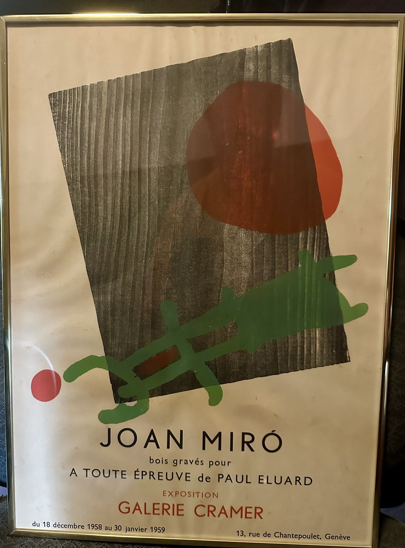 Joan Miro – A Toute Epreuve – 1958 Exhibition Poster Print