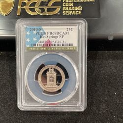 2010 S Gem Proof Hot Springs NP Quarter Graded At PR69 With A Deep Cameo D-10