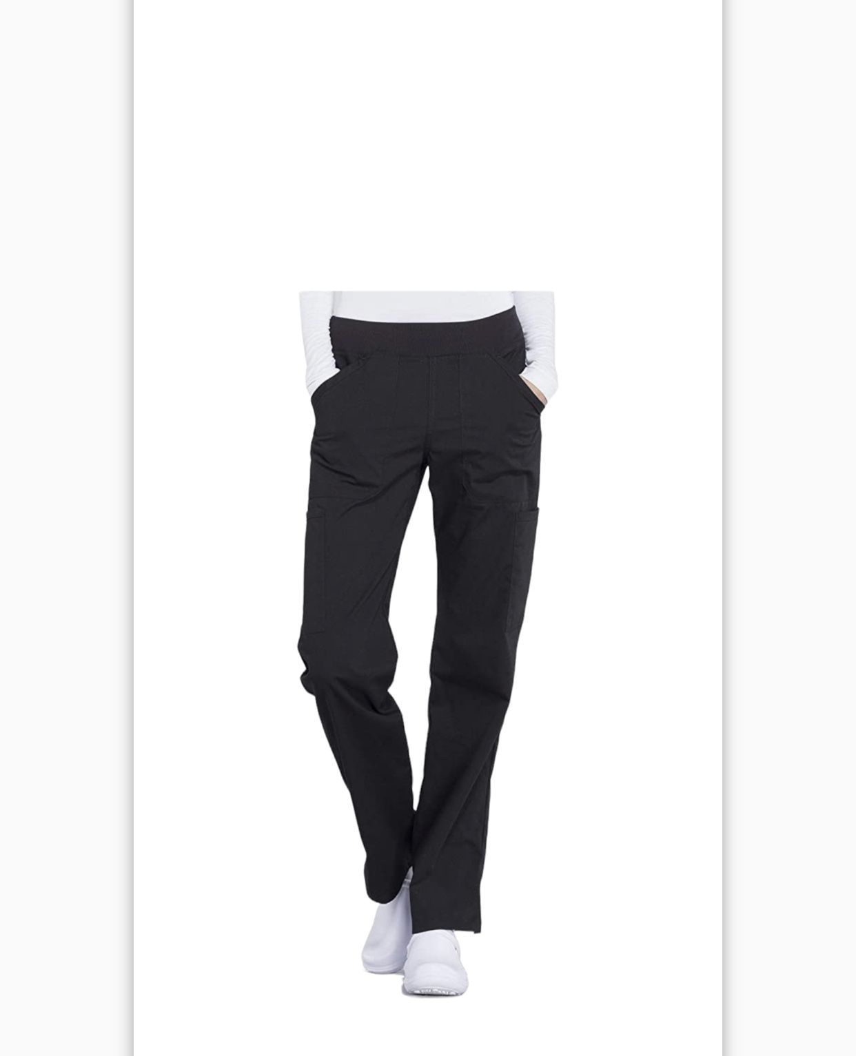 WonderWink Spread Good Cheer Scrub Pants size XS P 6-pocket Flare Leg Black Scrub
