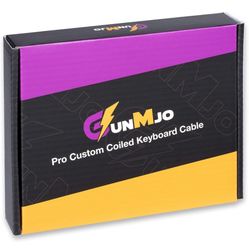 GUNMJO Pro Custom Coiled USB C Cable for Gaming Keyboard, Double-Sleeved Mechanical Keyboard Cable with Slim Type Detachable Metal Aviator,