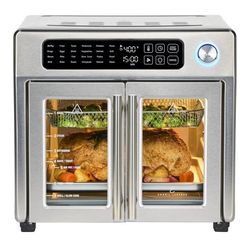 Emeril Lagasse Extra Large French Door Air Fryer Toaster Oven Combo, 24 Cooking Functions and Digital Controls, 7 Accessories Included, Stainless Stee