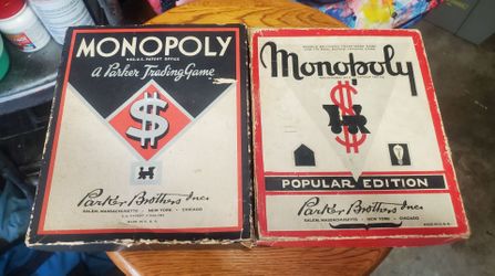 Vintage 2 Game Lot of Monopoly WWII & Early 50's Wooden Games