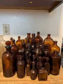 Antique Amber Bottle Collection 1900s