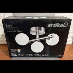 Artika Bloom 13 in. 3-Light Brushed Nickel Modern LED Flush Mount Ceiling Light