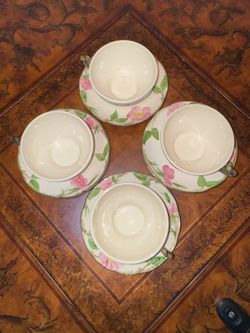Vintage Franciscan Desert Rose Tea Set – 4 Cups & Saucers