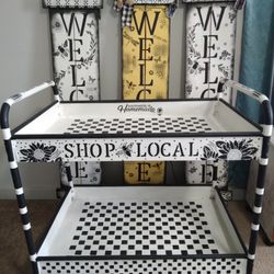 Sturdy Metal Vendors Cart On Wheels 