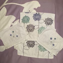 Floral Embroidered Shower Curtain and Towel set