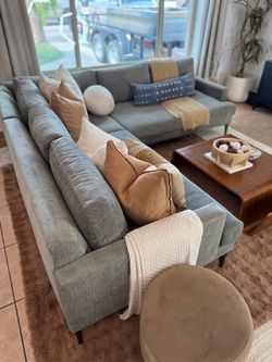 Gray Fabric Sectional Sofa Set