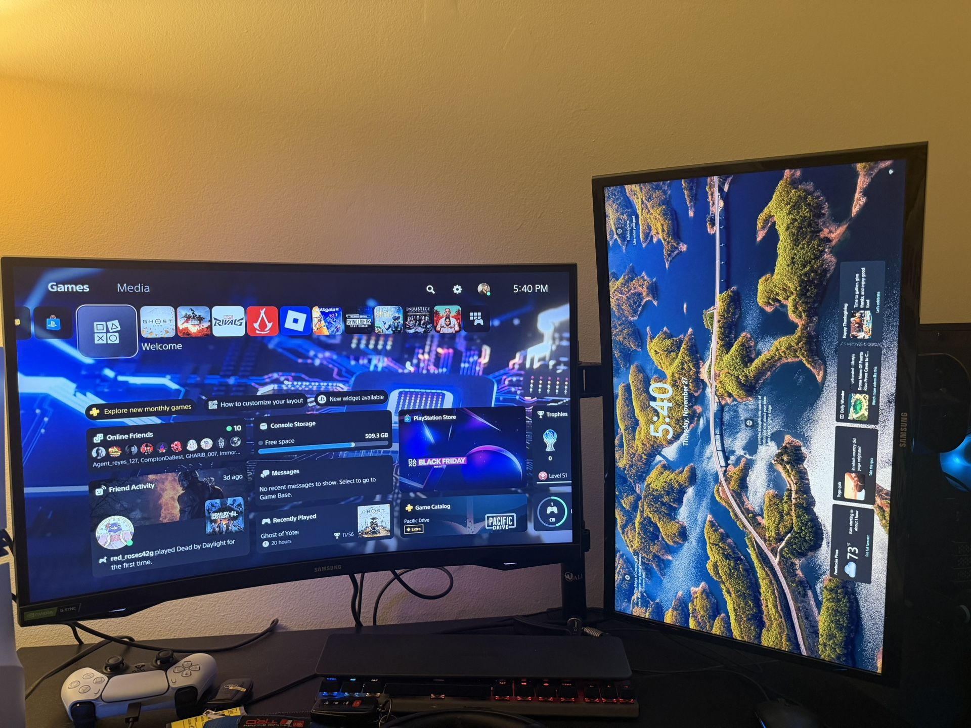 Samsung Odyssey G7 + Samsung CRG5 Dual Monitor Gaming Setup w/ Arm – Moving Sale