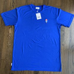 Eubi Shirt Men Blue T-Shirt Bamboo Modal Embroidered Popcicle Casual Tee NWT M