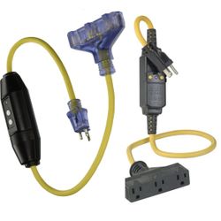 2 pcs Automatic Reset GFCI | Triple-Tap Connector 3' Cord | Leviton & Prime